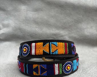 Masai Beaded Leather Belt – Handmade African Belt for Women & Men, Boho Tribal Style, Ethnic Fashion, Maasai Gift Idea, Maasai Belt