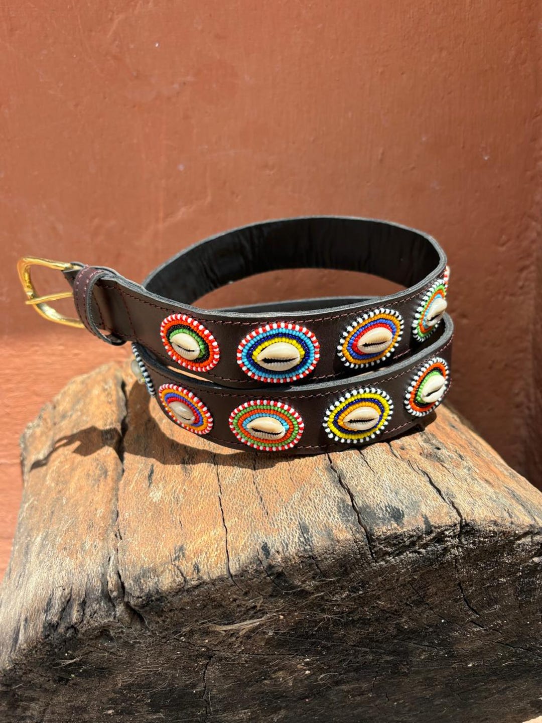 SHELLS Masai Beaded Leather Belt – Handmade African Belt for Women ...