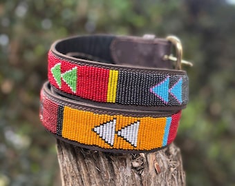 Handmade Masai Beaded Leather Belt – African Tribal Boho Fashion