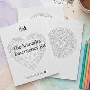 Zestaw ratunkowy z mandalą | Składana mini kolorowanka | 5-minutowa ulga w stresie do druku | Kieszonkowy plik PDF z ćwiczeniami uważności