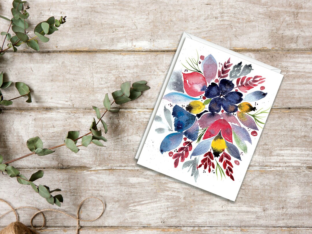 Watercolor Floral Note Cards Set: Botanical Art Stationery - Etsy