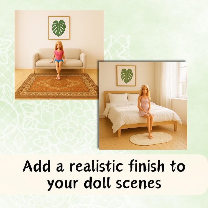 Miniature Rug Print 1:6 Scale MINI RUGS Dollhouse Miniature Printable Rug Set PDF Kit With ...