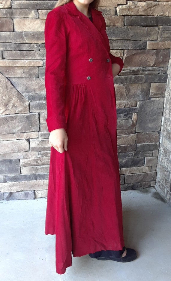 Victorian House Coat In Red Corduroy Gem