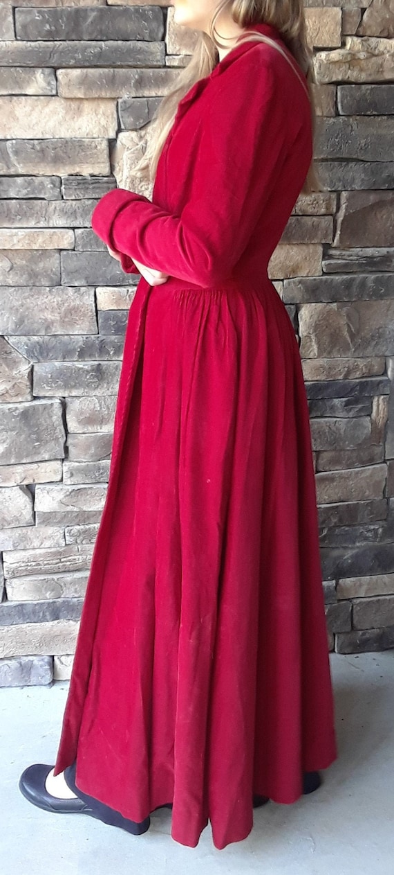 Victorian House Coat In Red Corduroy