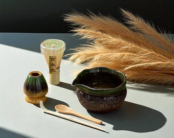 Matcha Set: Matcha kit -Ceramic Bowl, Bamboo Whisk, and Accessories