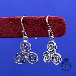 Sterling Silver Triskelion Earrings: Celtic Spiral Jewelry