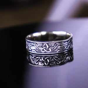 Dragon & Triquetra Knot Ring – Rare Mystical Design in 925 Sterling Silver | Unisex Style