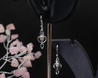 Scottish Thistle Dangle Earrings: Artisan Sterling Silver Gift