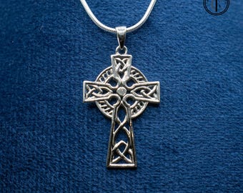 Handcrafted Sterling Silver Celtic Cross Pendant: Hallmarked Heritage Jewelry