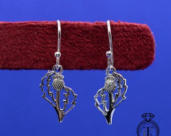 Sterling Silver Scottish Thistle Earrings: Celtic Heritage Jewelry