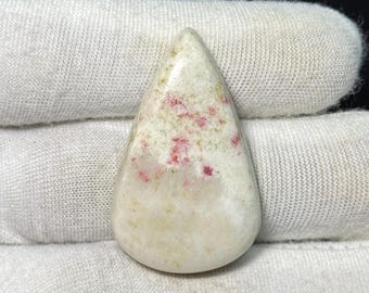 Pear Cinnabar Gemstone Cabochon, Unique Jewelry Stone (40x24x7 mm)