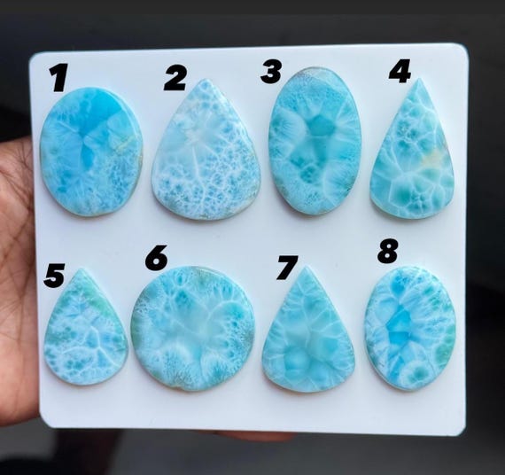 Natural Larimar Gemstone Cabochons, Ocean Blue Loose Stones for Jewelry Making