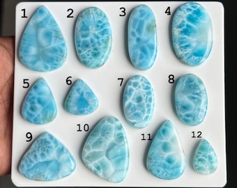 Natural Larimar Cabochon Lot, Dominican Ocean Blue Gemstone, Jewelry Making Supply