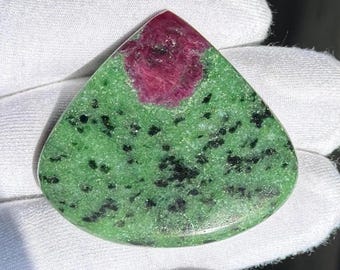 Pear Ruby Zoisite Cabochon | Pink and Green Gemstone, 95 Carats
