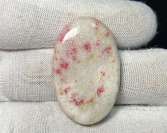 Natural Cinnabar Cabochon, Unique Gemstone for Jewelry Making (40X25X6 mm)