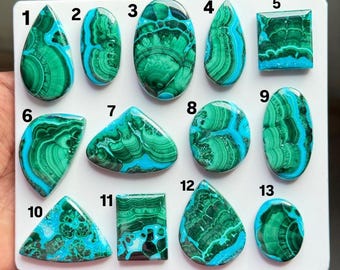 Cabujón de crisocola y malaquita AAA, gema azul verdosa, piedra suelta para la fabricación de joyas, cabujón de diseño.