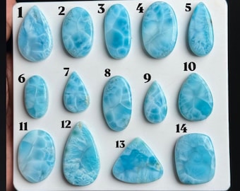 Natural Larimar Cabochon Lot, Dominican Ocean Blue Gemstone, Jewelry Making Supply