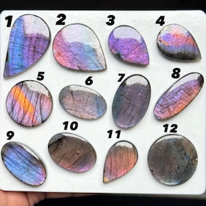 Lote de cabochões de labradorita roxa, conjunto de pedras preciosas brilhantes, pedra para confecção de joias, cabochões para trabalhos com arame.