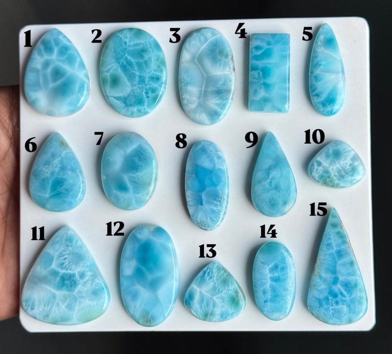 Cabujón de larimar natural / Gema de larimar auténtica / Piedra azul del Caribe / Cabujón suelto para la fabricación de joyas / Gema al por mayor imagen 1