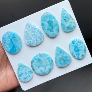 Natural Larimar Gemstone Cabochons, Ocean Blue Loose Stones for Jewelry Making image 4