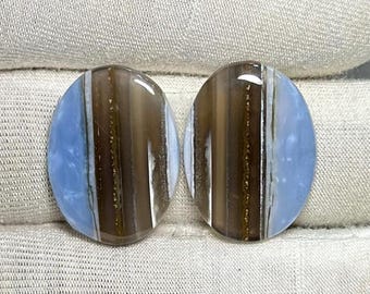 Owyhee Blue Opal cabochons: paar ovale geboorde edelstenen, 22,50 kt