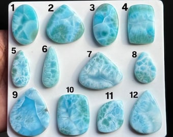 Natural Larimar Cabochon Lot, Dominican Ocean Blue Gemstone, Jewelry Making Supply