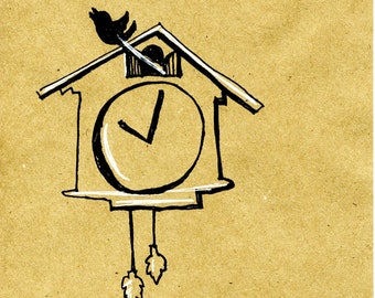 Twitter Cuckoo Clock Inktober Time Drawing