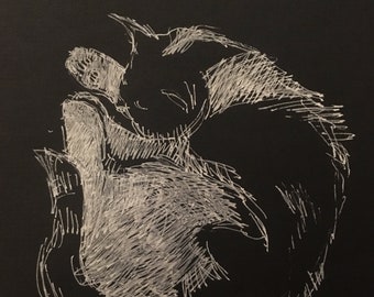 White and Black Cat Drawing