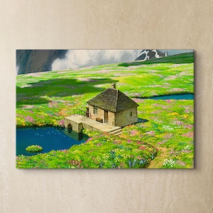 Howl’s Moving Castle Wall Art, Studio Ghibli Poster, Anime Print, 100% Cotton Canvas Print, Best Anime Gift, Extra Large Size Wall Decor