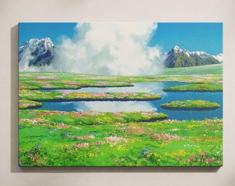 Howl’s Moving Castle Canvas Wall Art, Studio Ghibli Poster, Anime Poster, 100% Cotton Canvas Print, Anime Lover Gift