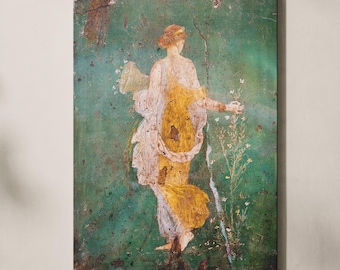 Diosa del fresco de Pompeya, pintura romana antigua, decoración mitológica vintage, lienzo de estilo clásico antiguo