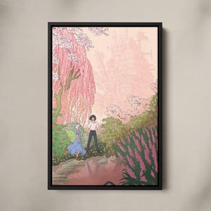 Howl's Moving Castle poster, op Studio Ghibli geïnspireerde muurkunst, Sophie and Howl muurdecoratie, anime minnaar fan cadeau, Japanse animatiekunstprint