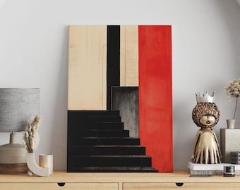 Staircase Bauhaus Poster, Brutalist Staircase Bauhaus, Modern Architecture Wall Art, Mid Century Print,  Geometric Architecture Wall Art