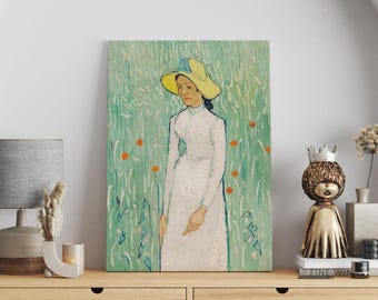 Vincent Van Gogh Peasant Woman Canvas, Wheat Field Art Print, Van Gogh Wall Decor, Exhibition Poster, Reproduction Art, Quality Home Decor
