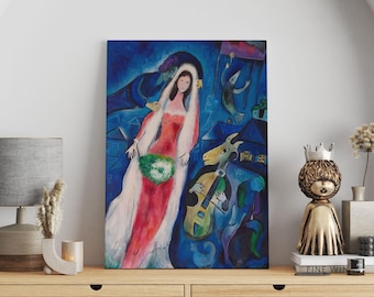Marc Chagall Print, Marc Chagall La Mariée Poster, Bride and Goat Canvas, Exhibition Poster, Surrealism Wall Art, Expressionism Wall Art