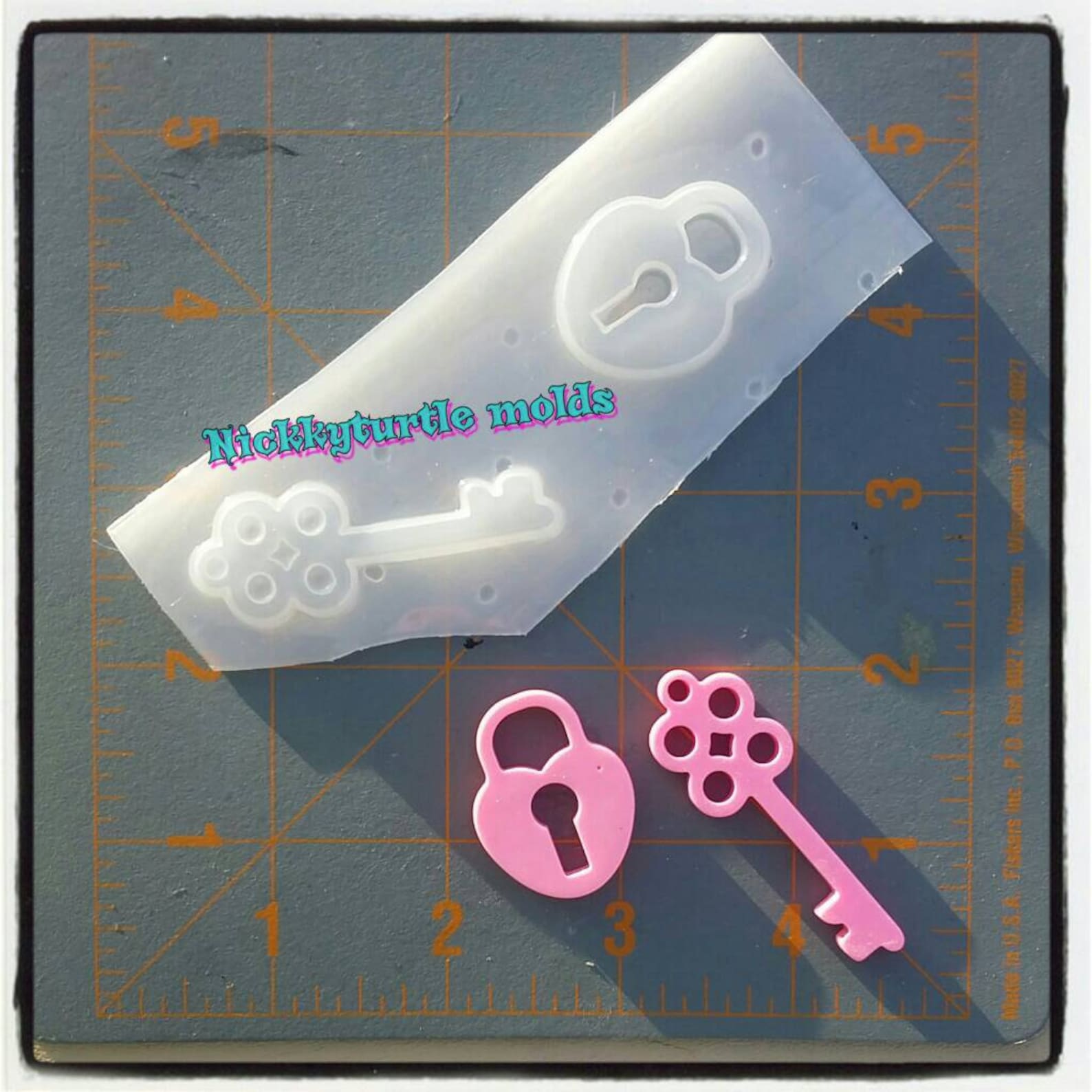 Lock and Key Mold Set Flexible Plastic Resin Mold Etsy