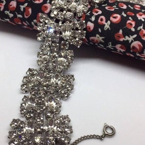 Clear &quot;Ice&quot; Rhinestone Bracelet c1950&#39;s