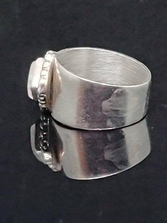 Carol Felley Sterling and Rose Quartz Ring, Sz 6 - image 3