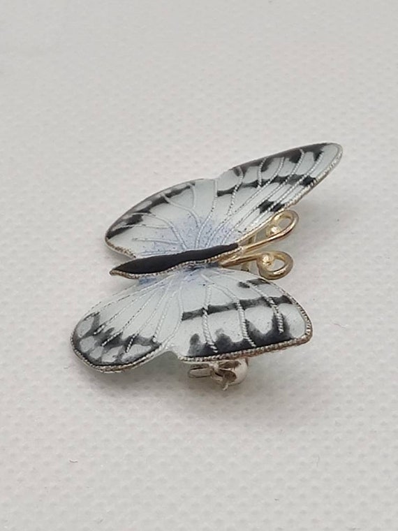Thousand Flowers Sterling and Enamel Butterfly Fi… - image 3