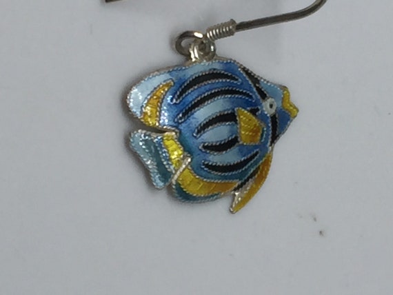 Zarah S925 Cloisonné Enamel Angel Fish Earrings - image 3