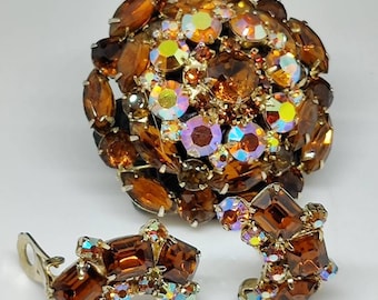 Juliana Style AB Rootbeer Rhinestone Demi Parure, circa 1960s