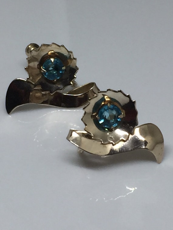 VTG Sterling Topaz Flower Screwback Earrings