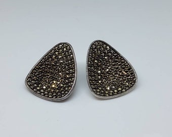 VTG Deco Style Sterling Marcasite Post Earrings