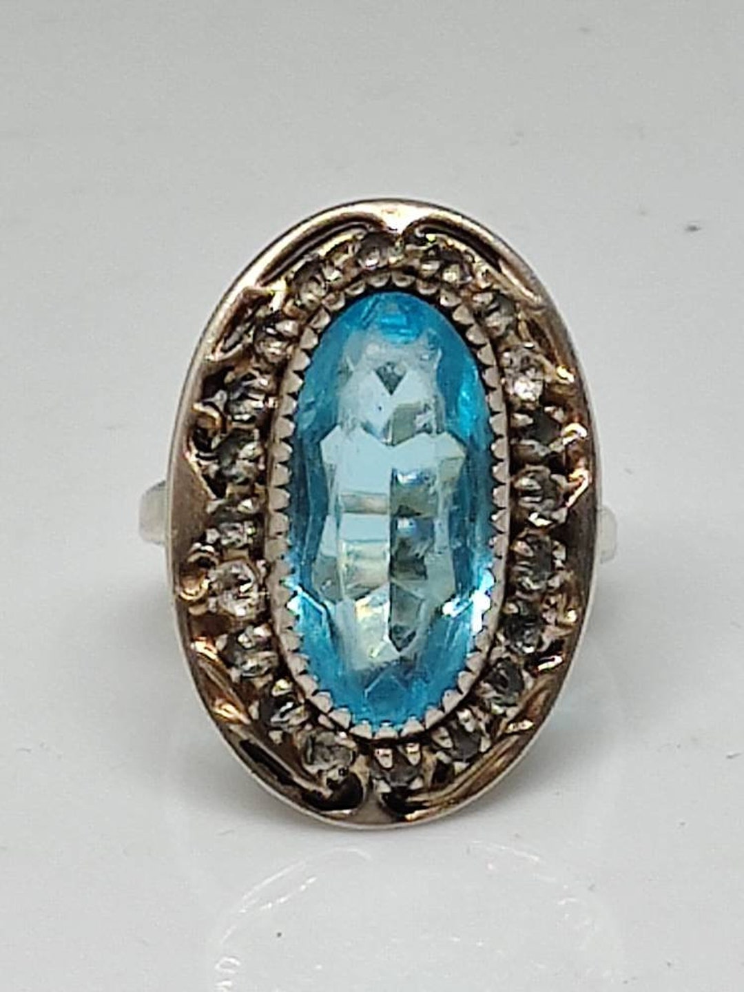 Martelli Sterling Blue Topaz Zirconia and Enamel Adjustable Ring Etsy