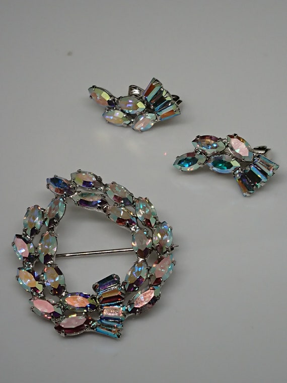 B David Clear AB Navette and Baguette Brooch & Cl… - image 1