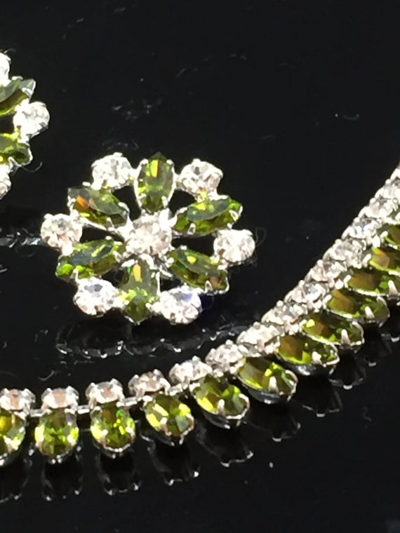 B David Olivine Navette and Clear Faceted Round R… - image 5