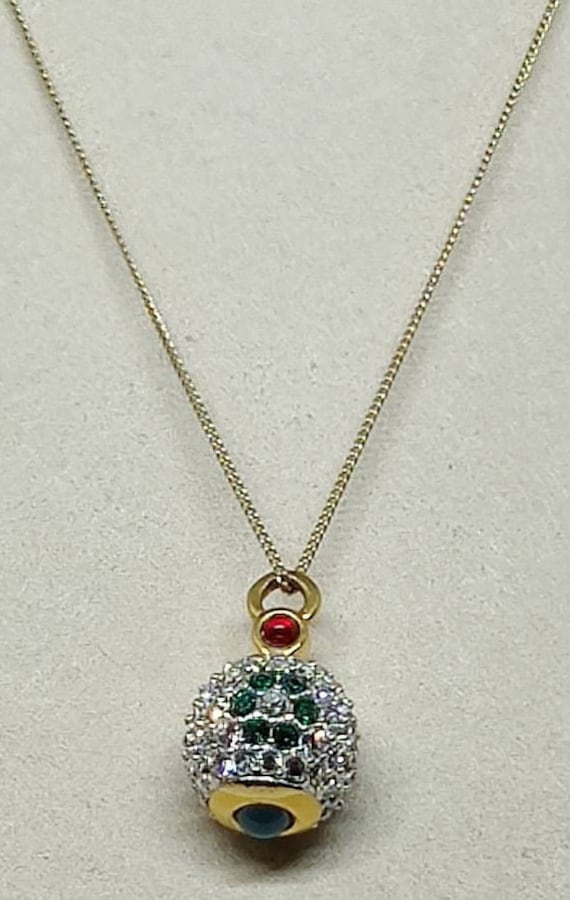Vintage Pave Gold Tone and Crystal Ball Pendant