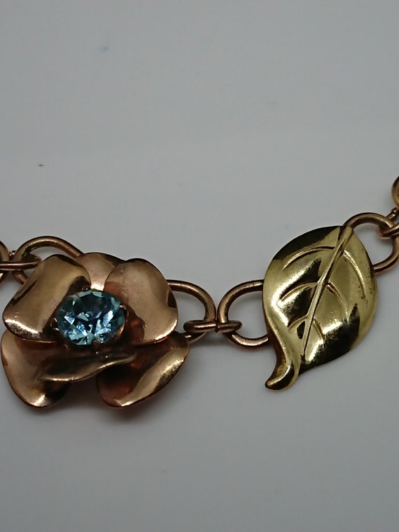 Barclay Floral Rose & Yellow Gold Filled Rhinesto… - image 3