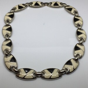 Circa 1980's Vintage Silvertone Enameled Choker image 2