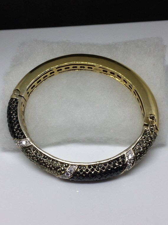 AKKAD THAILAND Gold Tone Pave Hinged Bangle